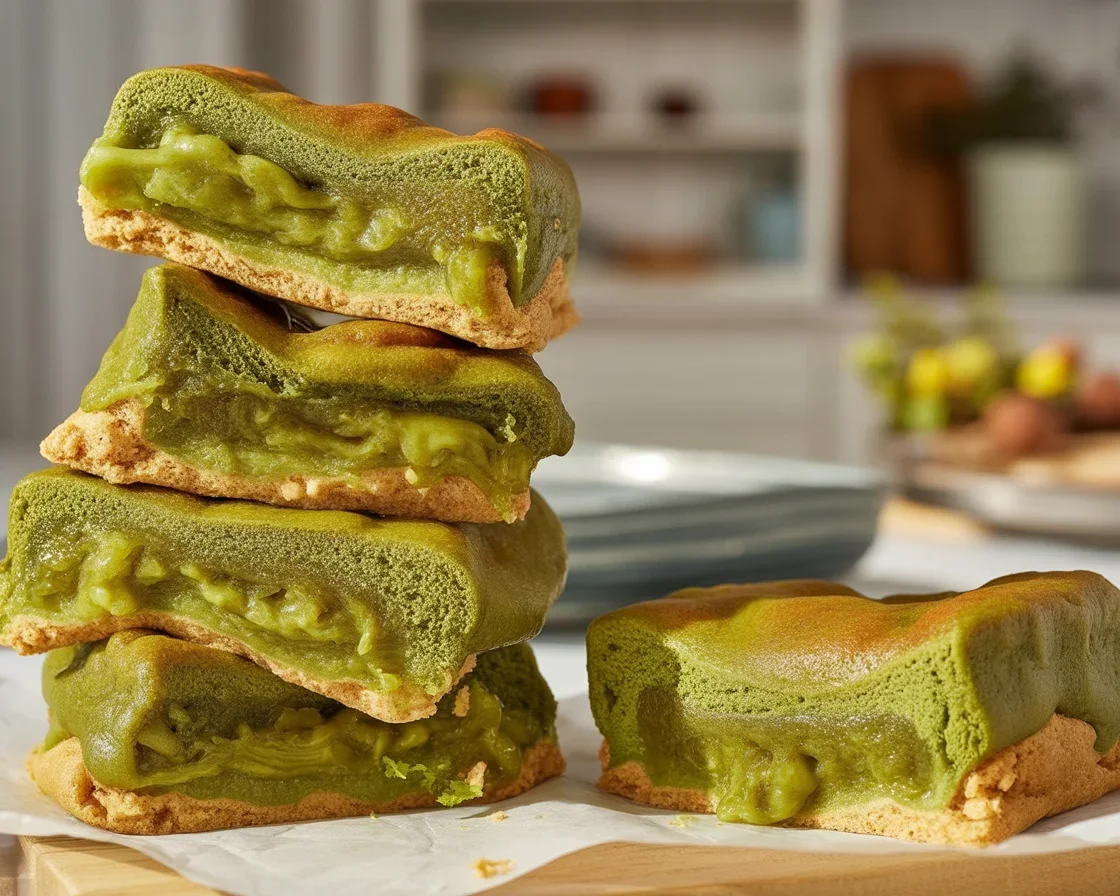 Matcha Mochi Cake with Pineapple Swirl