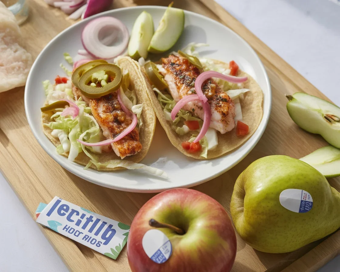 Smoky Fish Tacos with Roasted Apple & Pear Salsa