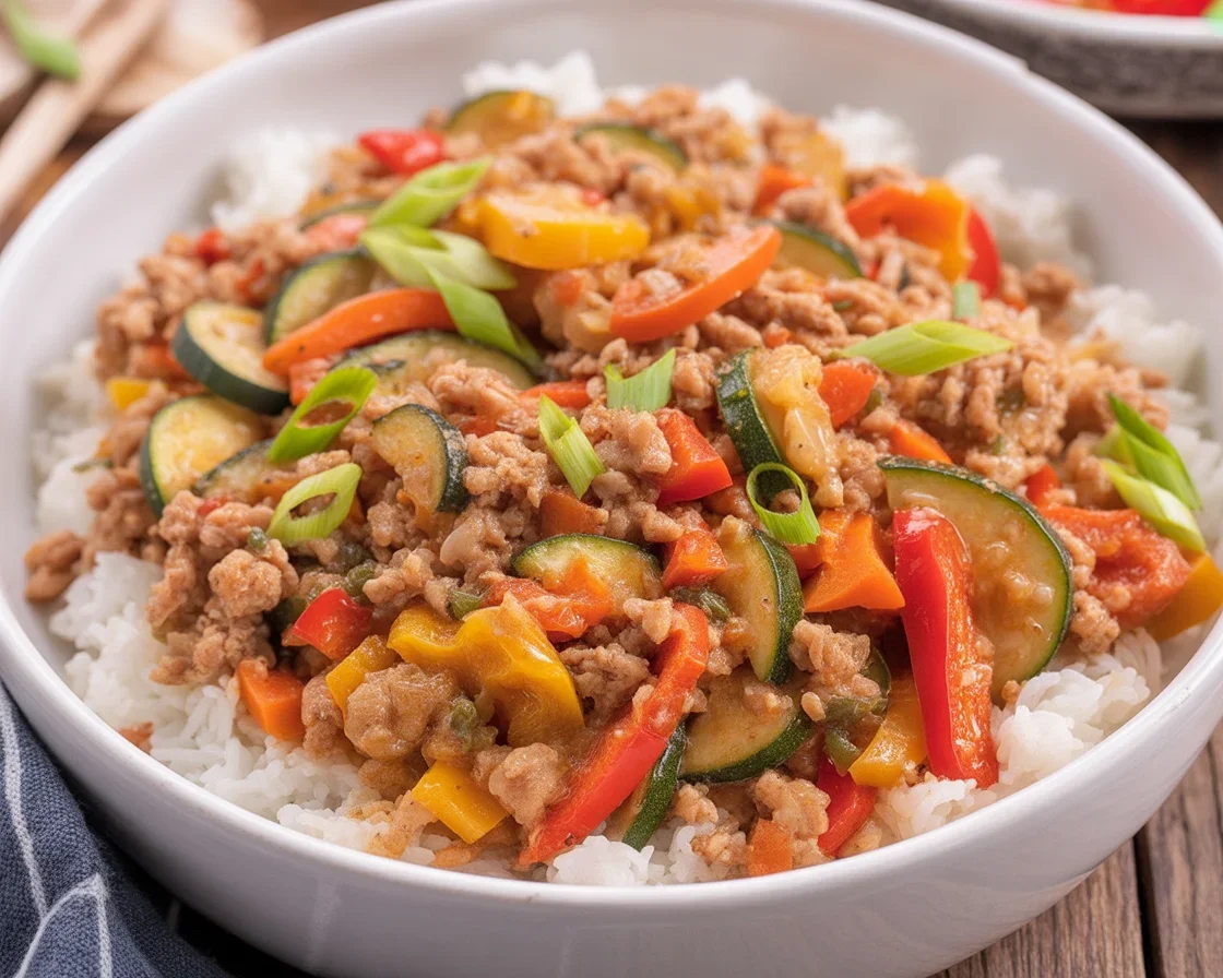 Quick and Colorful Ground Turkey Stir Fry with Vegetables!