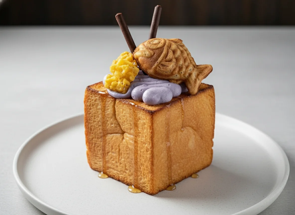 Coconut chantilly. Shokupan with honey glaze